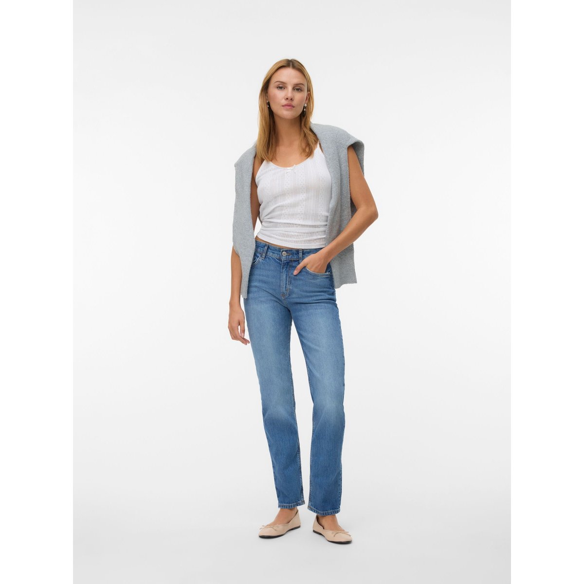 Jean Coupe Droite medium blue denim, VERO MODA