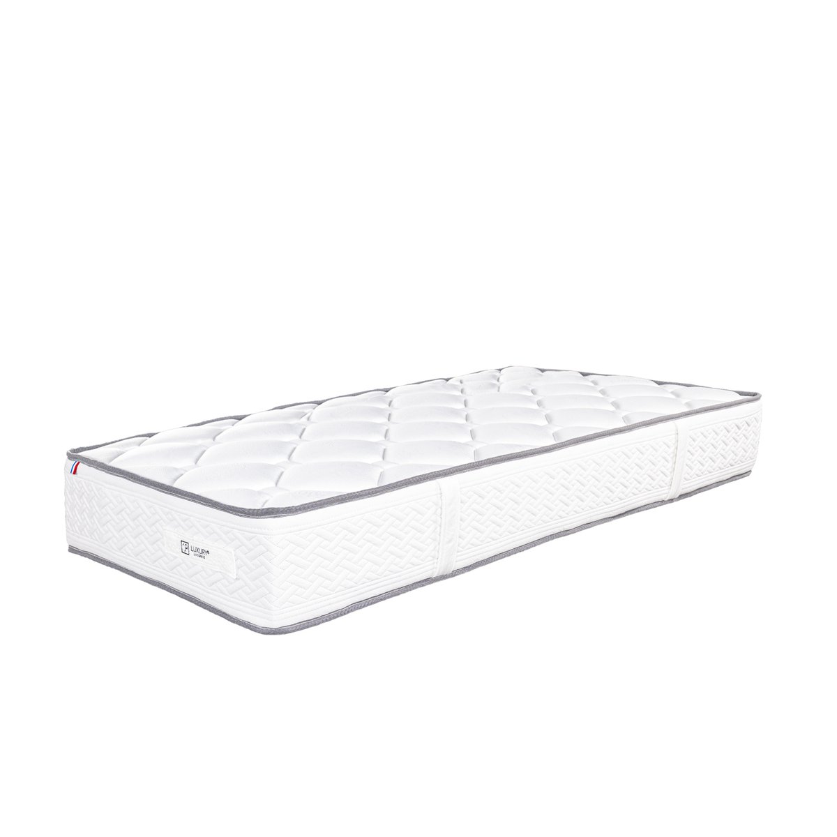 Ensemble literie ferme 20 cm en mousse haute densité avec sommier tapissier blanc blanc, HOME MAISON