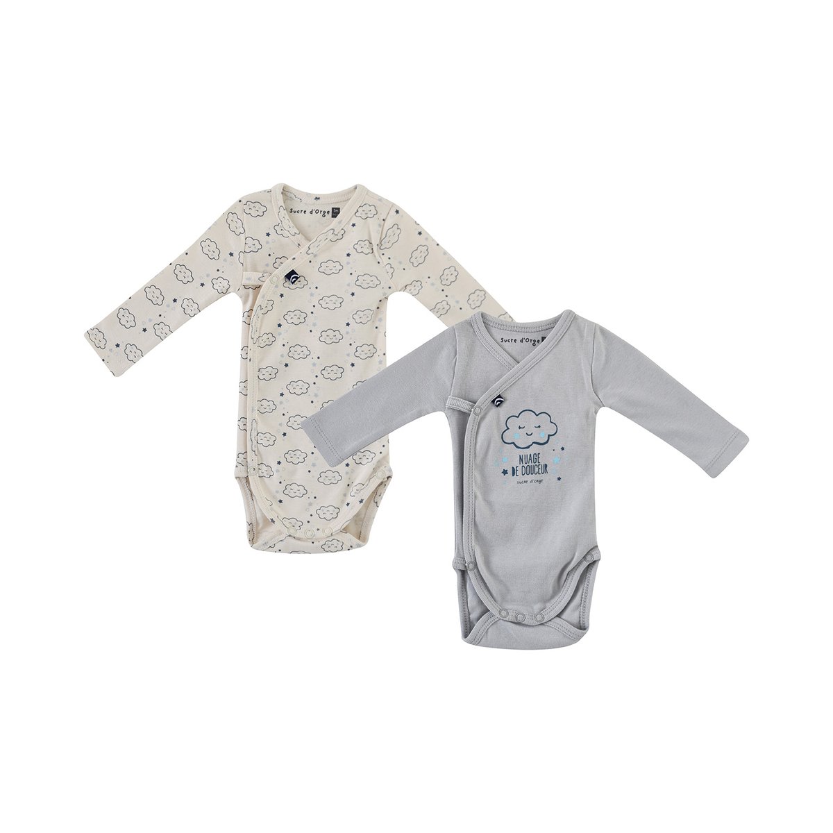 Lot de 2 bodies ouverture devant ewen bleu, SUCRE D'ORGE