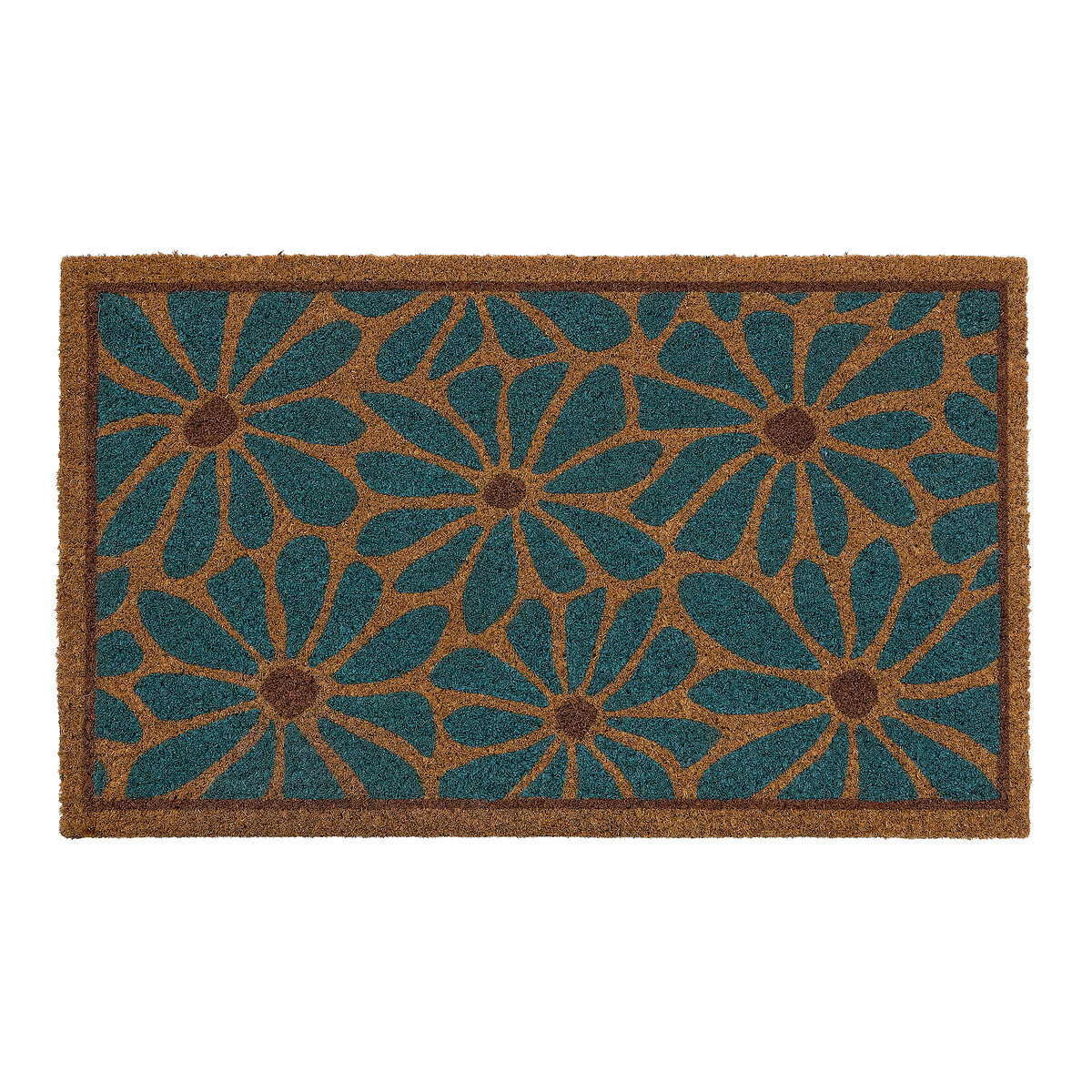 Boho Floral Coir Doormat blue, MY MAT