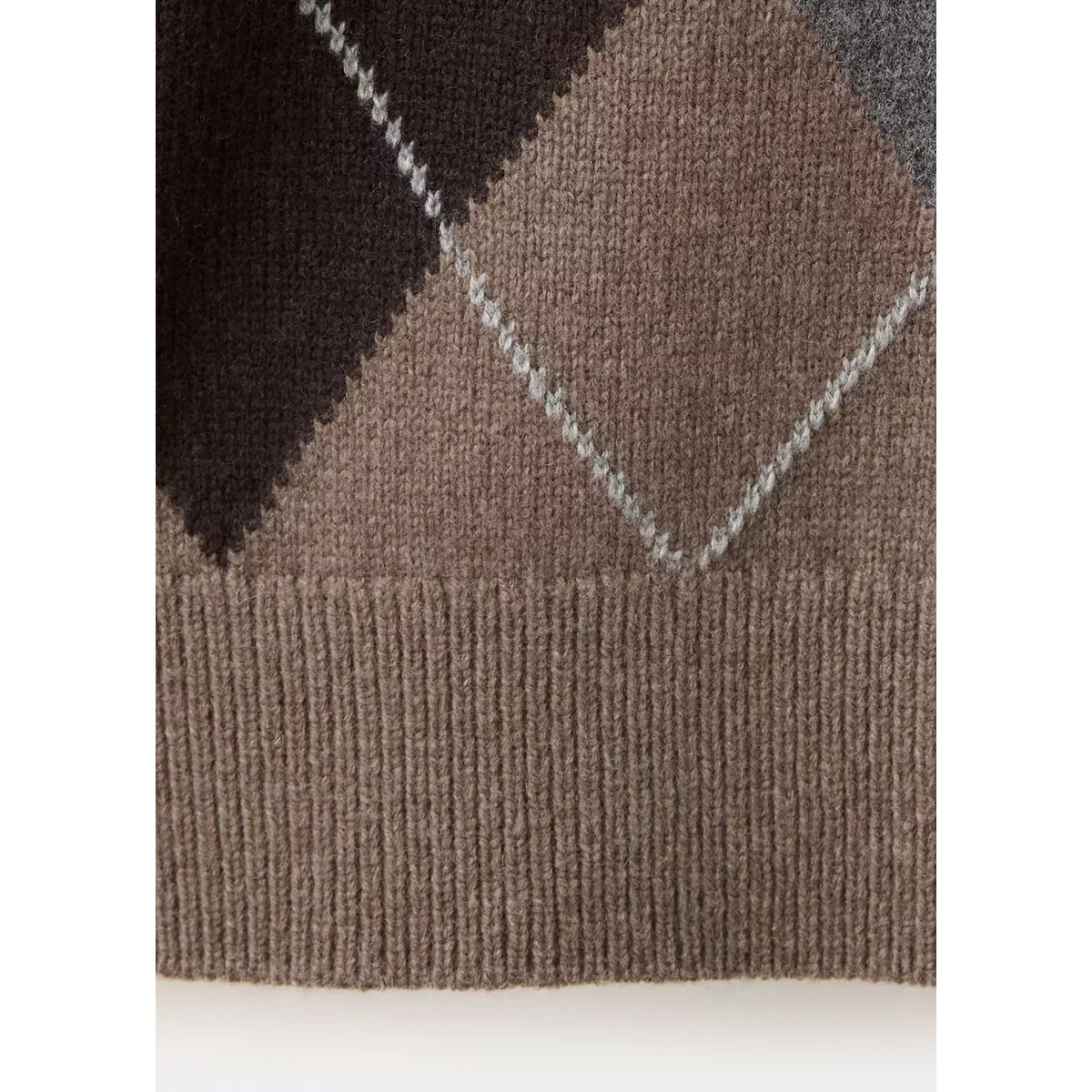 Pull-over maille laine mélangée marron moyen, MANGO MAN