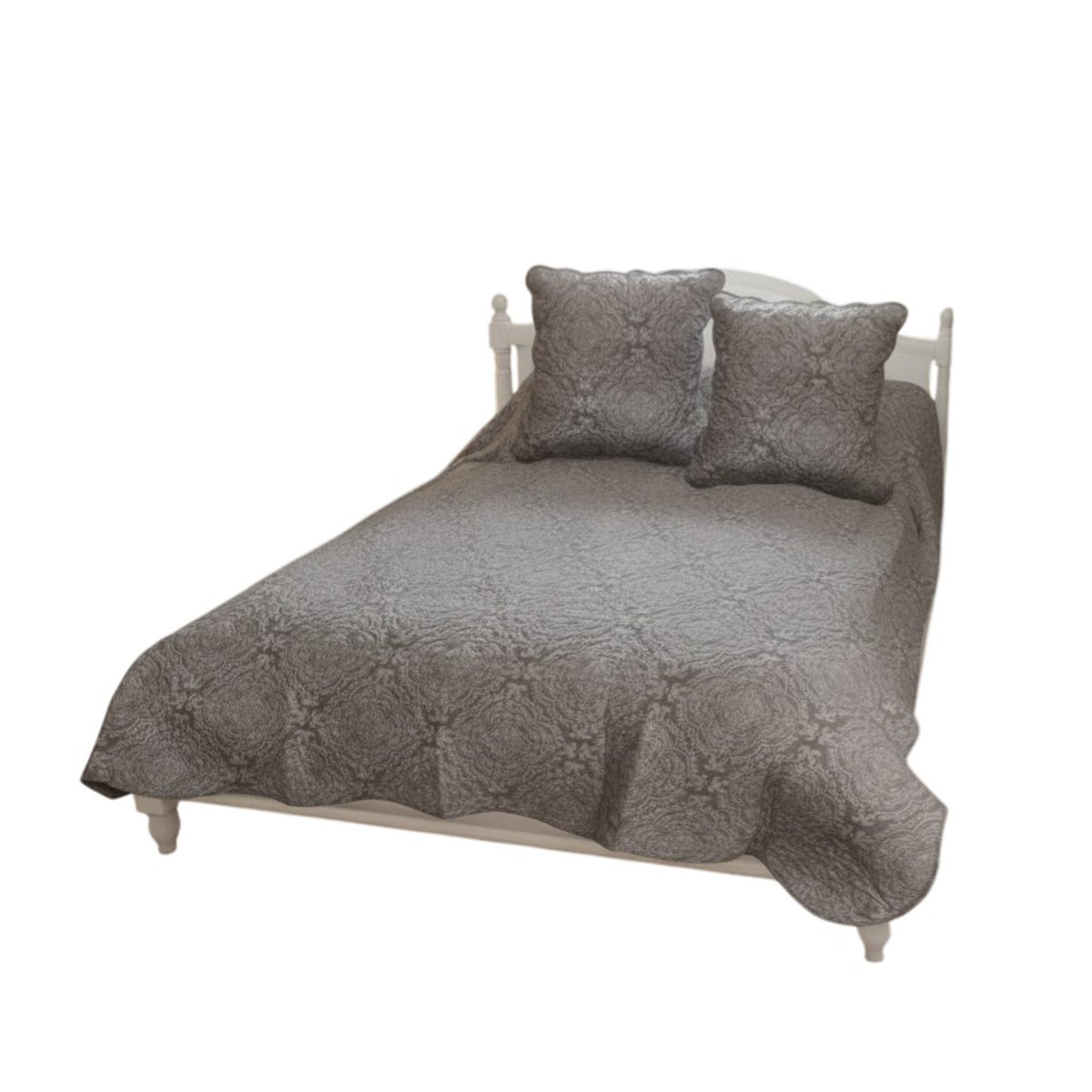 Couvre lit + taies Arabesque gris, EDEN