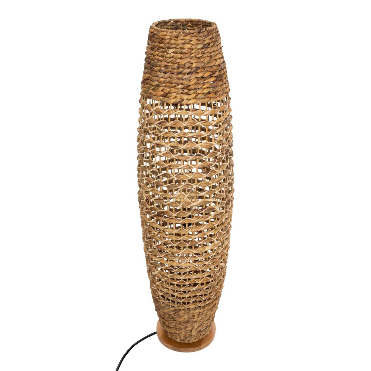 Lampadaire en papier tressé sur base bois de hêtre SAND beige, ATMOSPHERA