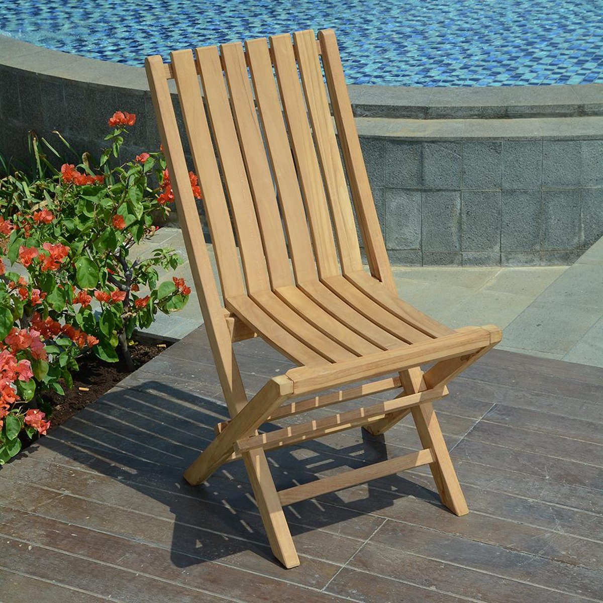 Chaises de jardin pliantes en teck massif (lot de 2) - KARIMUN naturel, TECK ATTITUDE