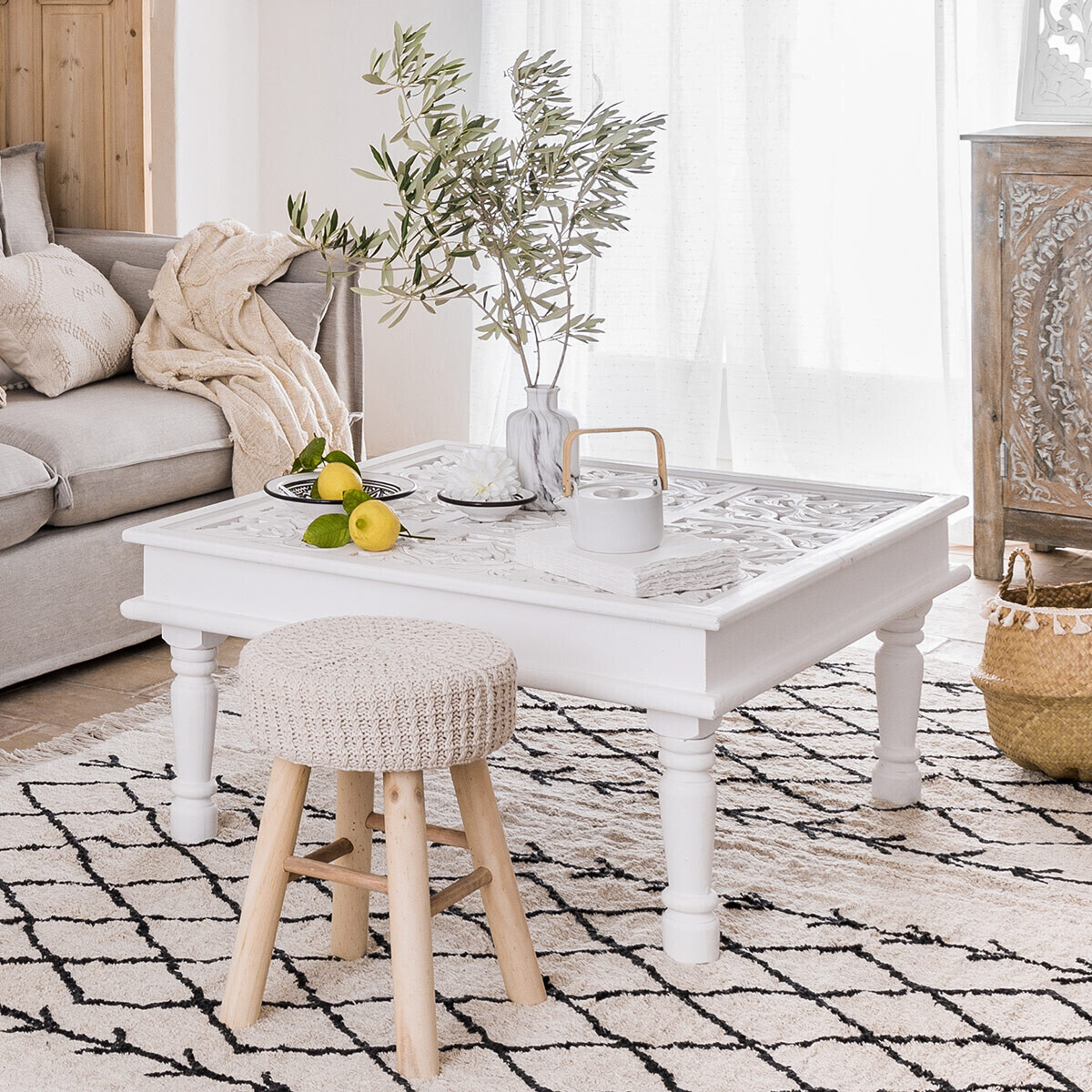 Tabouret SUZETTE beige, ATMOSPHERA