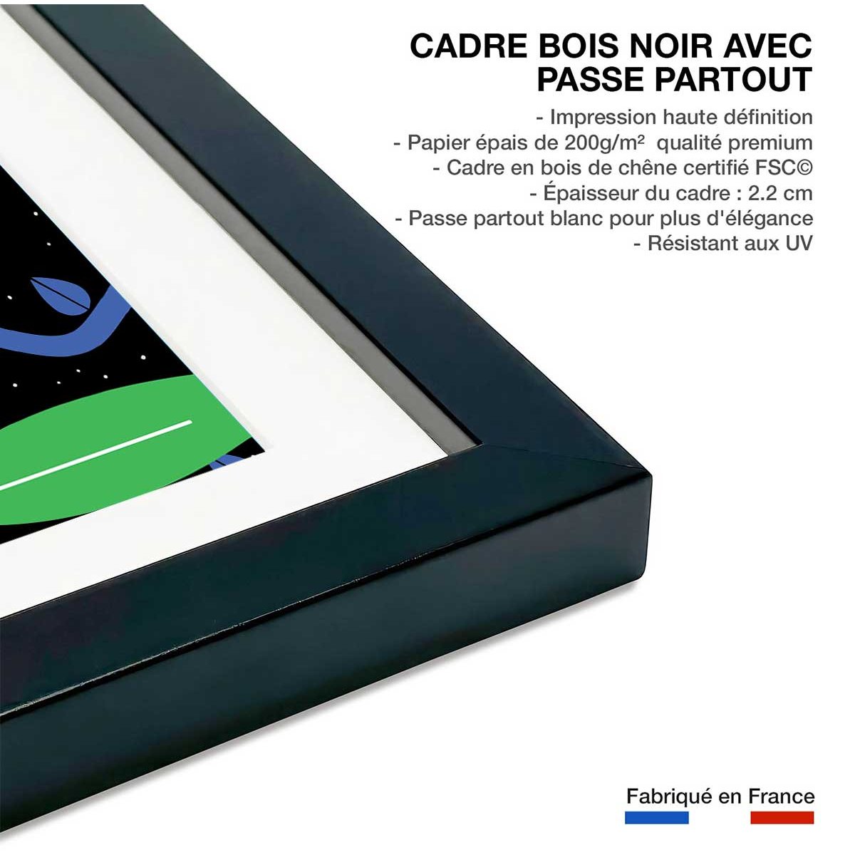 Affiche collage all be feminist affiche + cadre en bois - noir, HEXOA