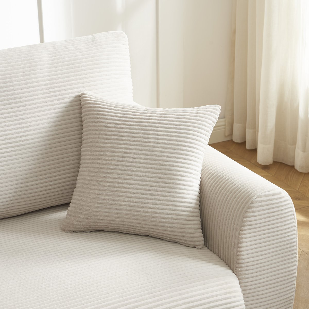Canapé droit convertible velours DANILO beige, BAÏTA
