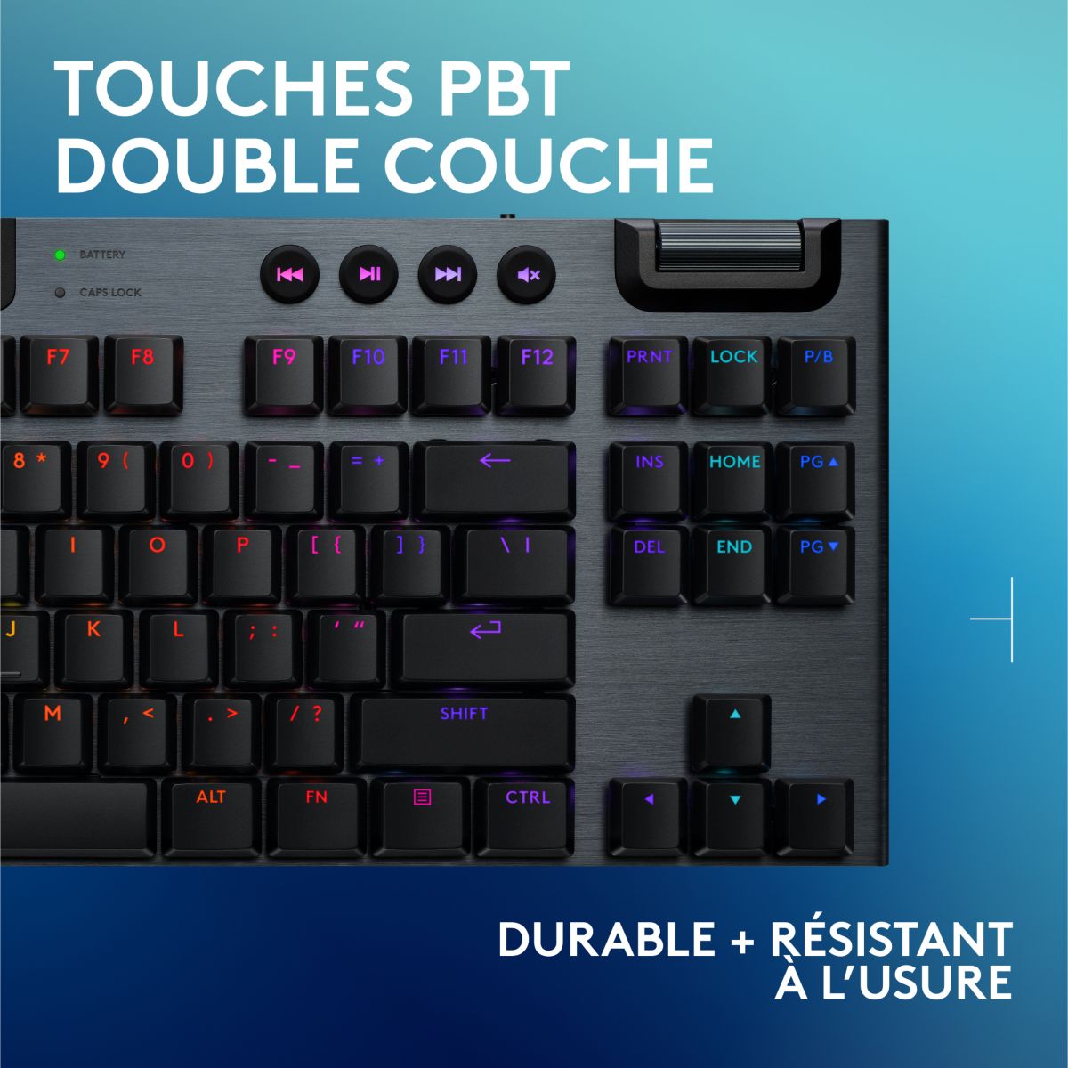Clavier gamer sans fil G915 X Lightspeed TKL Linear Noir couleur unique, LOGITECH