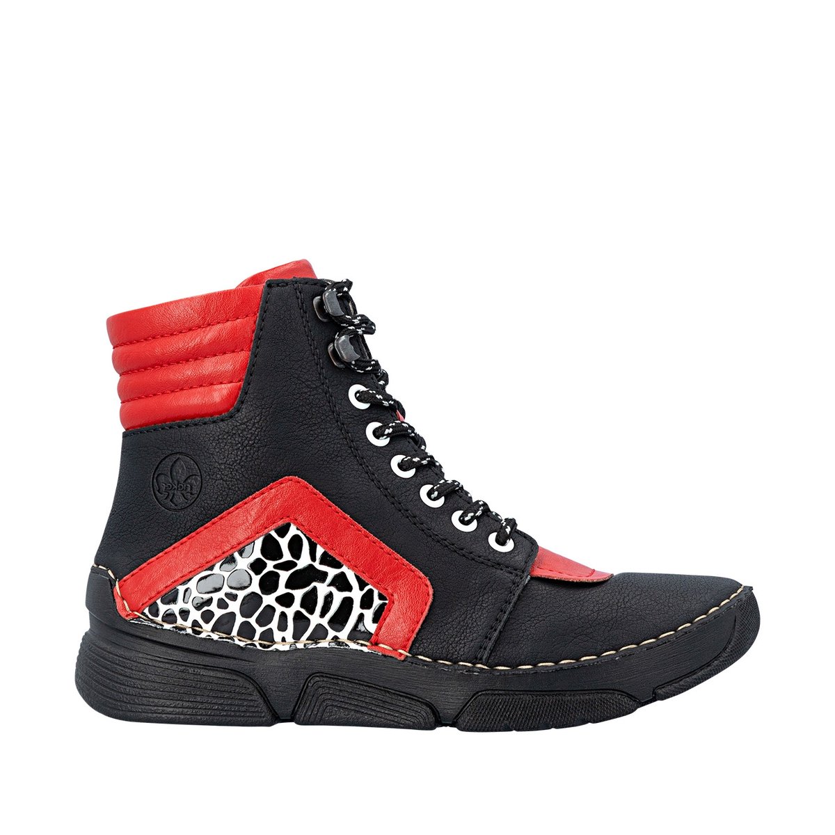 Bottines noires à talon compensé bas pourvues d'une fermeture zippée noir, RIEKER