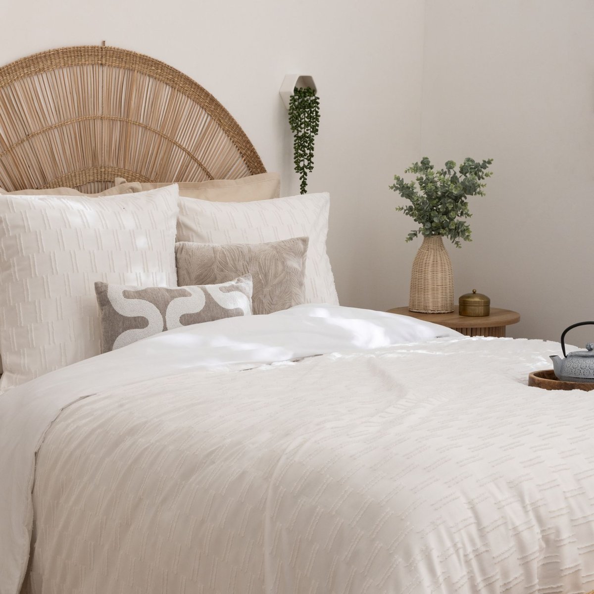 Parure de lit en jacquard EDIE blanc, ATMOSPHERA