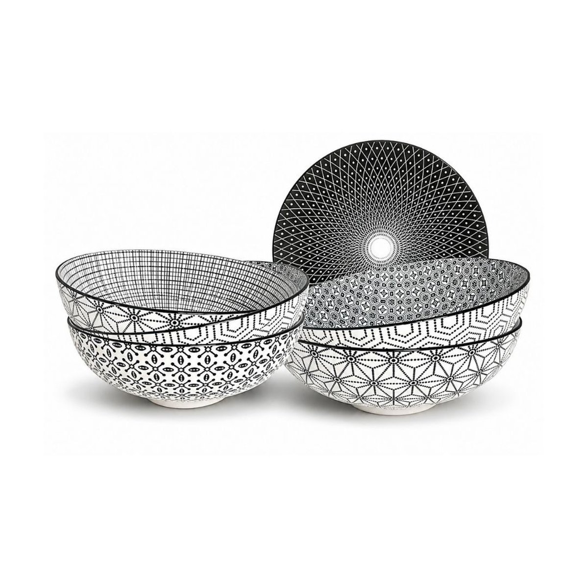 Lot de 6 assiettes creuses, KOMAE noir, ARTIME