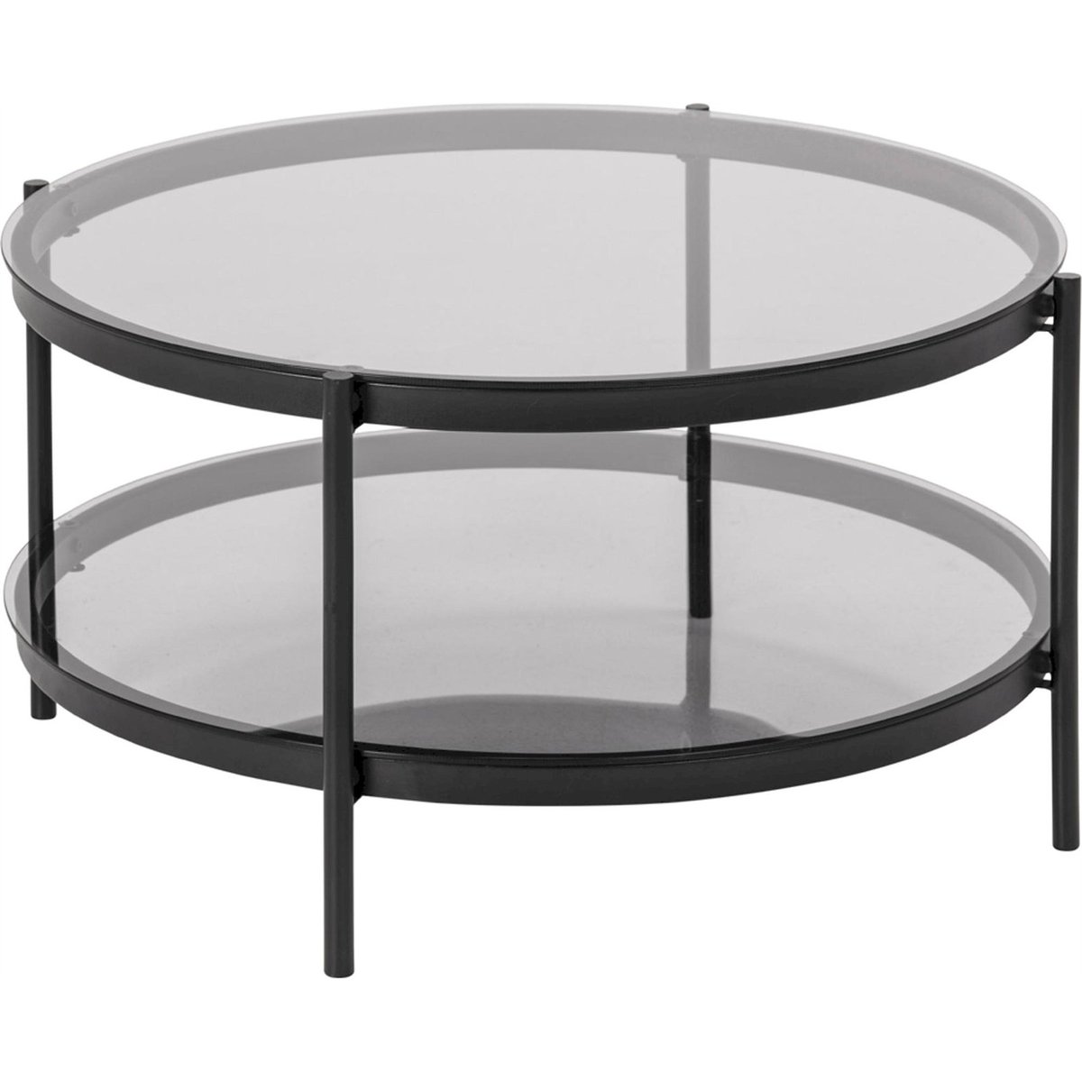 Table basse ronde AYKAL verre fumé et noir, RECOLLECTION