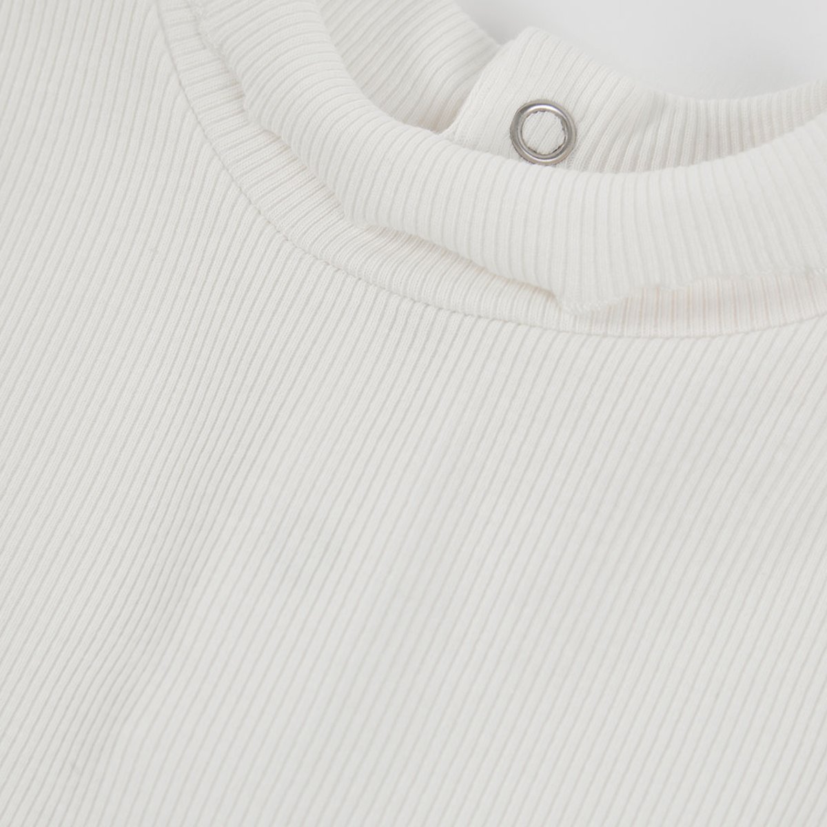 T-shirt fille en maille côtelée col roulé blanc, BOBOLI
