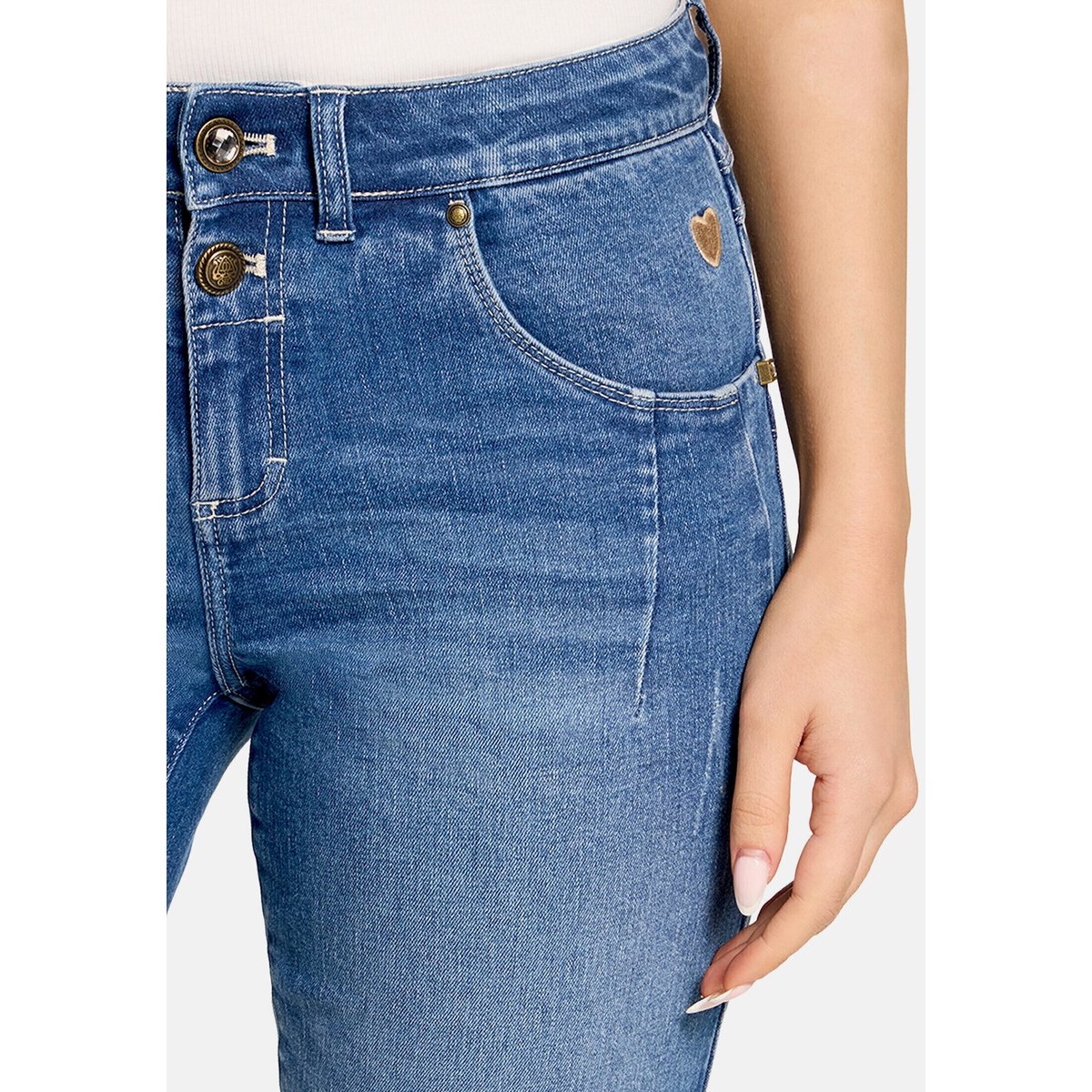 Shorts en jean à broderies bleu, CARTOON