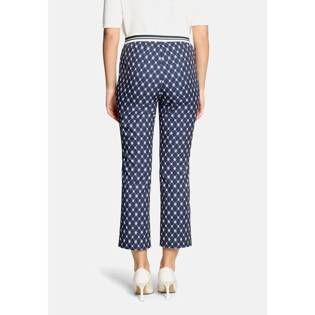 Pantalon casual coupe slim fit bleu/blanc, BETTY BARCLAY