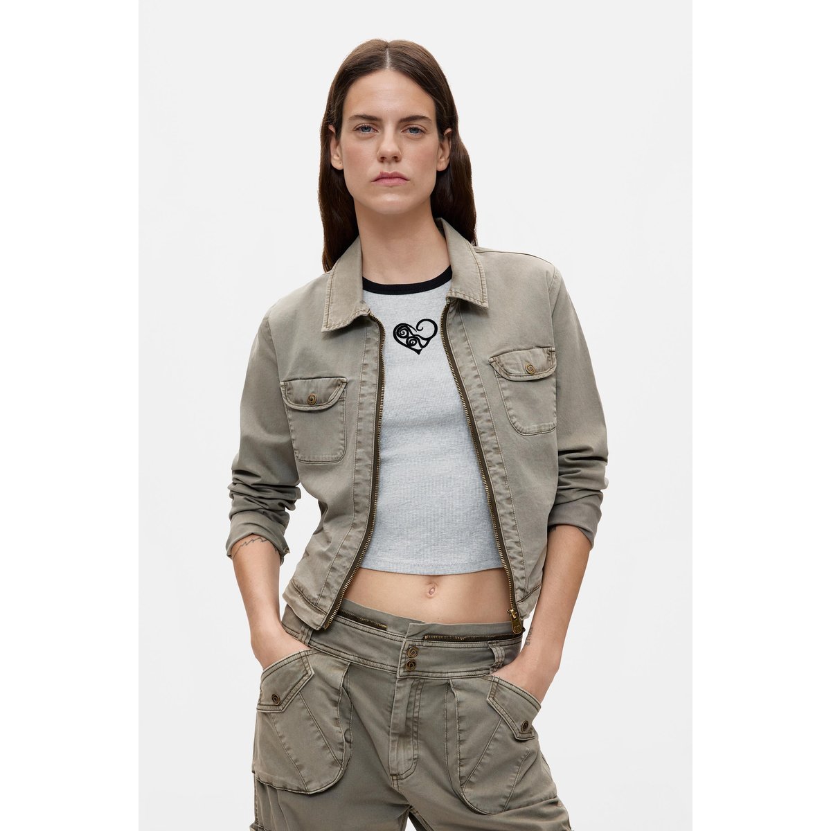 Pantalon combiné en lyocell vert, DESIGUAL
