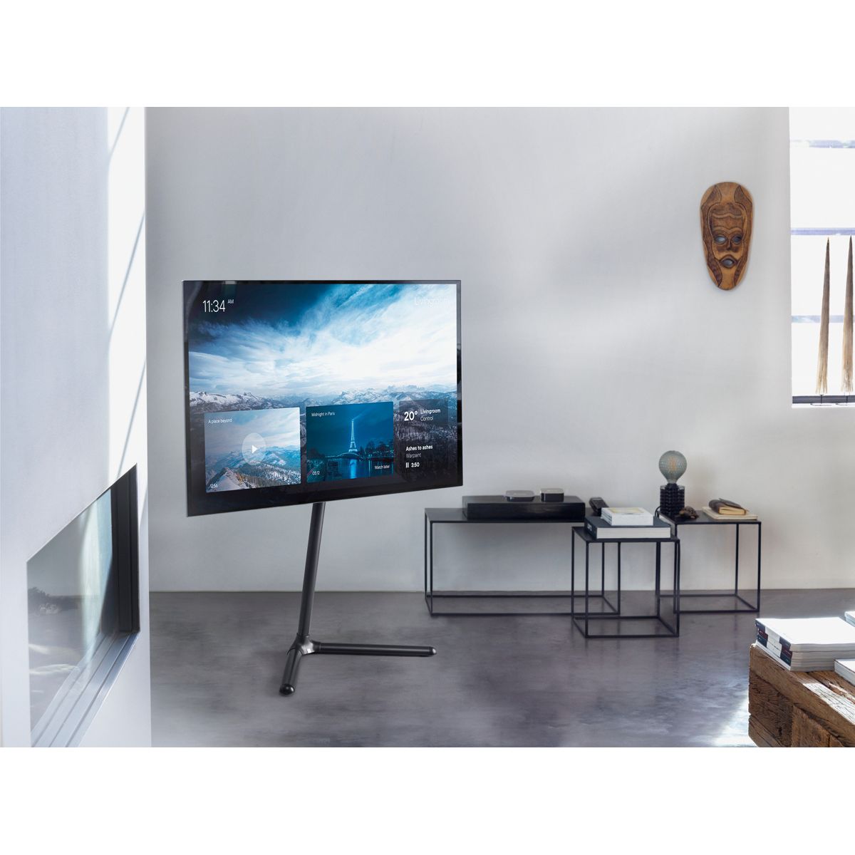 Pied TV Sur pied orientable 360 jusqu'a 90'' couleur unique, ONE FOR ALL