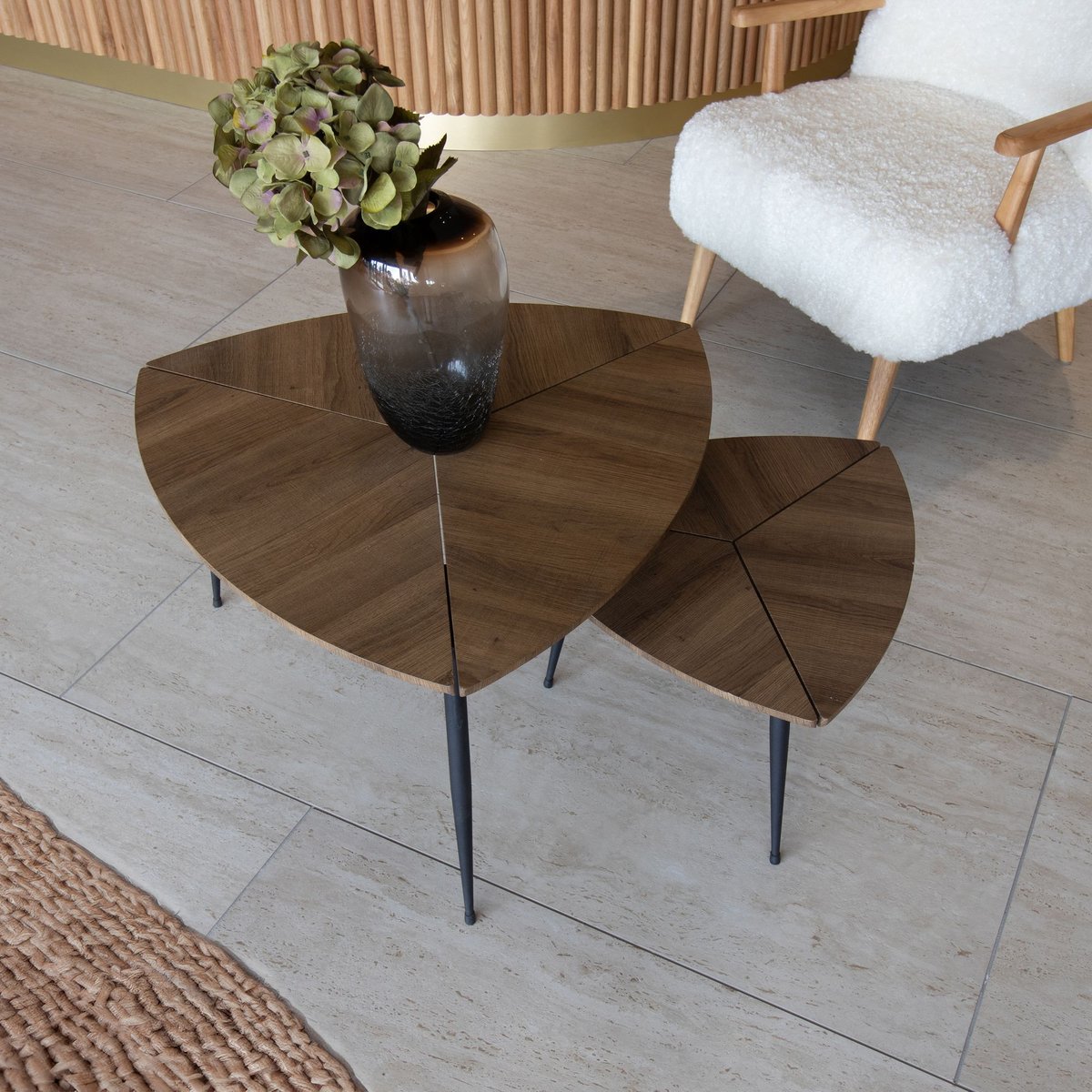 Set de 2 tables gigognes en fibre de bois naturel, NOW'S HOME