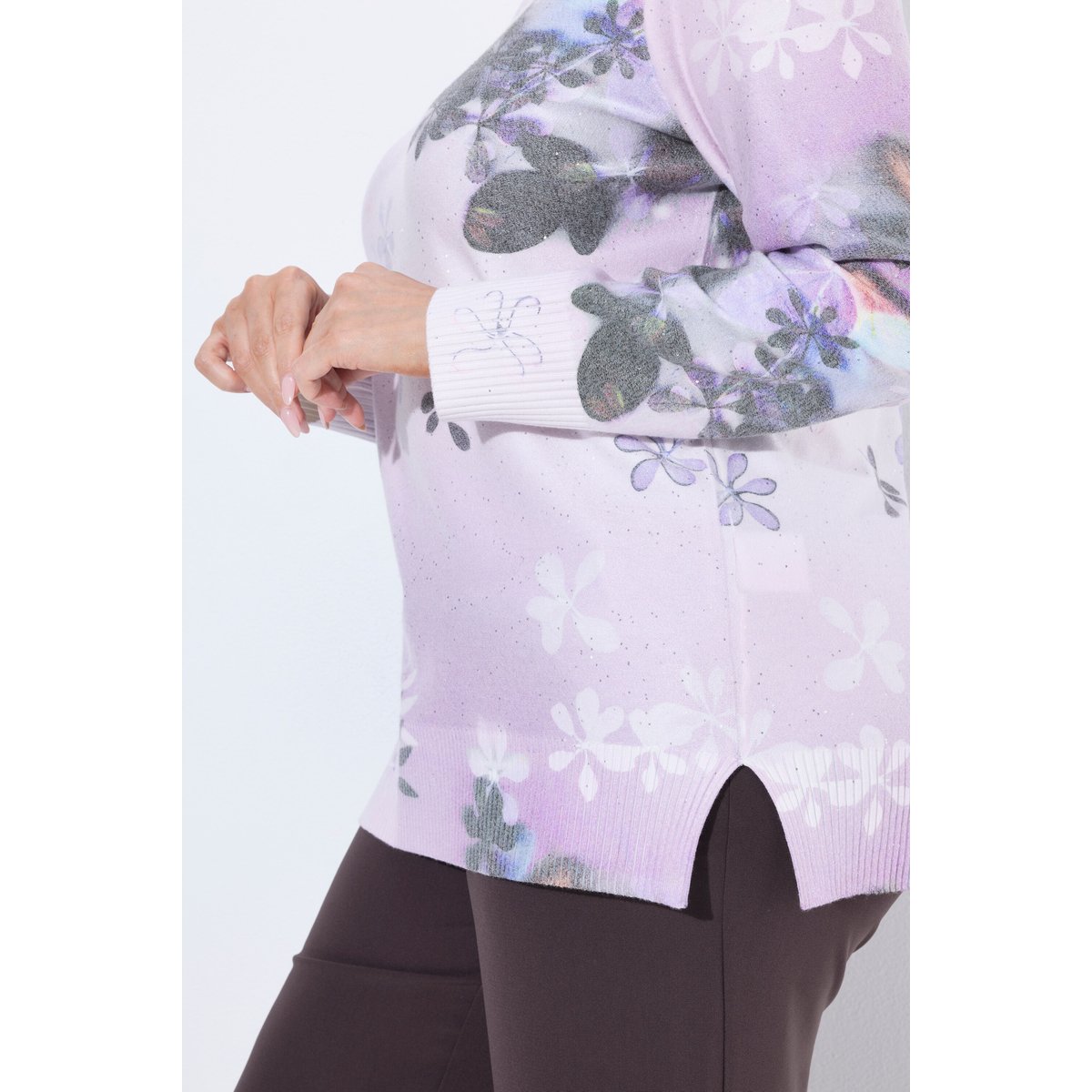 Pull col montant et manches longues lilas clair, ULLA POPKEN
