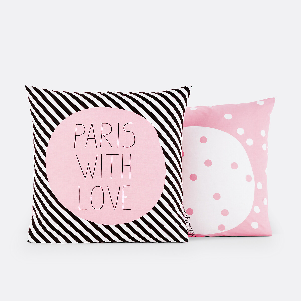 Kussensloop katoen, Paris for ever zwart/roze/wit, LA REDOUTE INTERIEURS