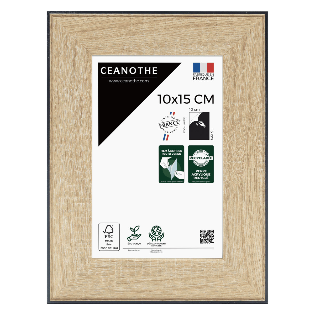 Cadre Photo En Résine Recyclée NEWTON noir, CEANOTHE