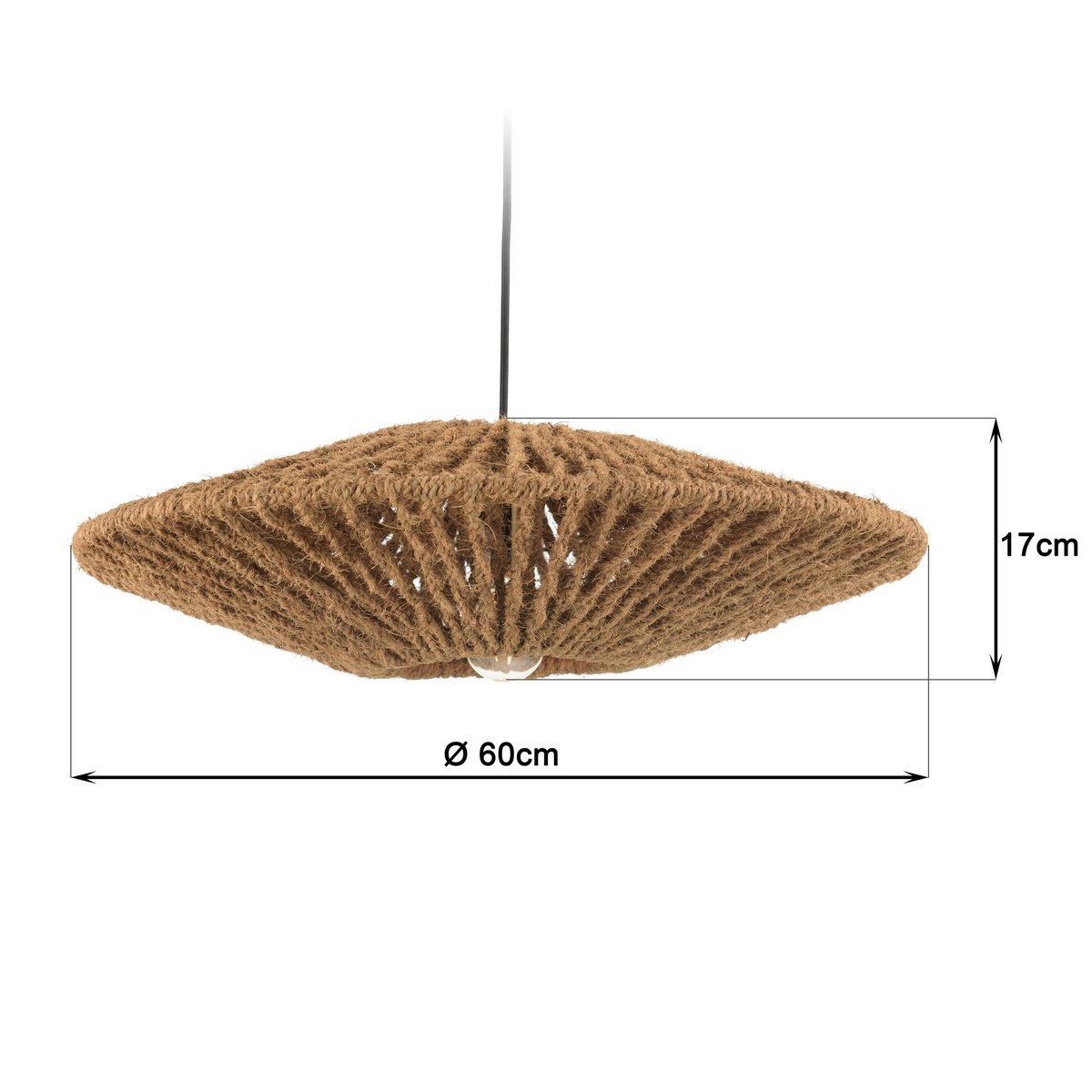 Suspension cymbale 60x60cm en fibre de coco et teck recyclé FOLELLI marron, PIER IMPORT