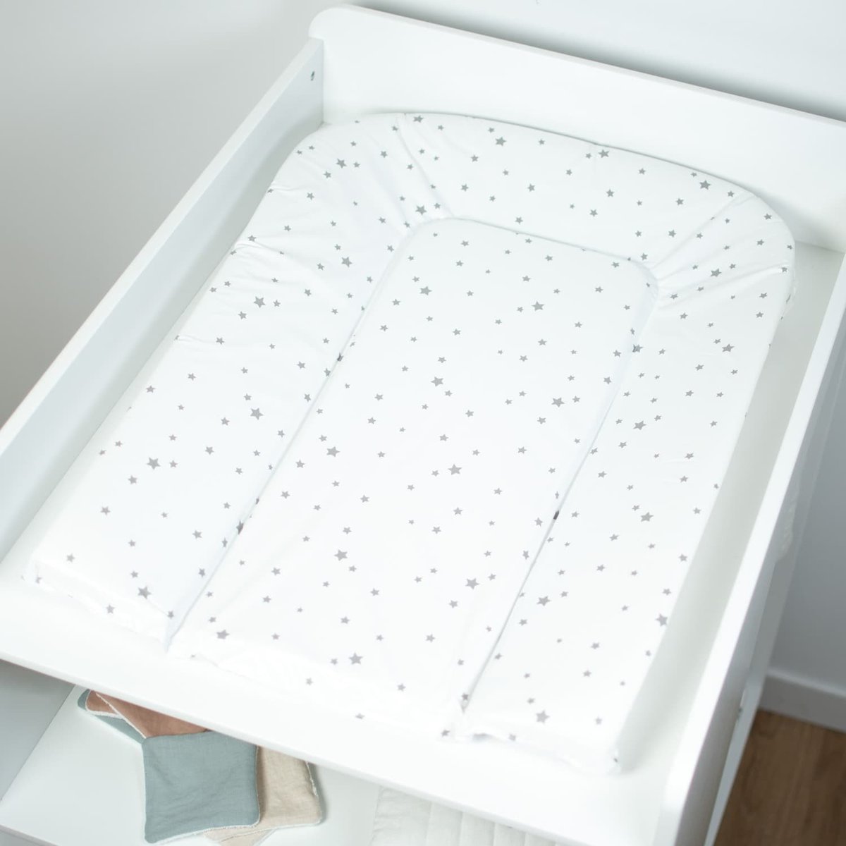 Matelas à langer luxe petites étoiles STELLA blanc, SEVIRA KIDS