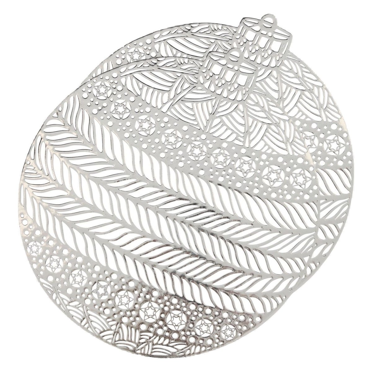 Lot de 2 sets de table boule de Noël argent, TOILINUX