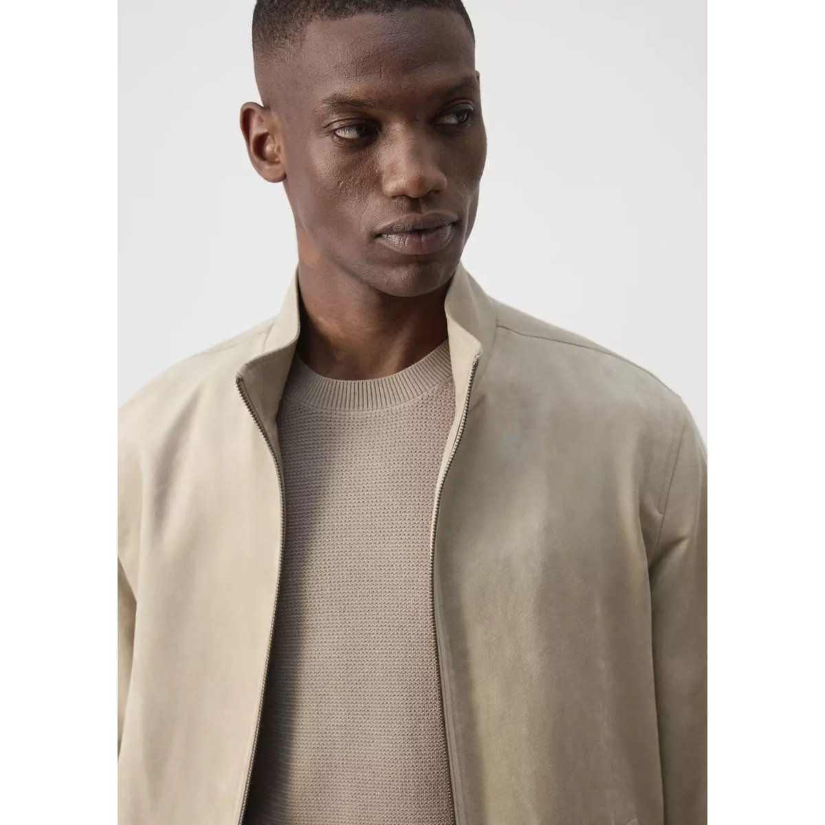 Veste bomber effet daim beige, MANGO MAN