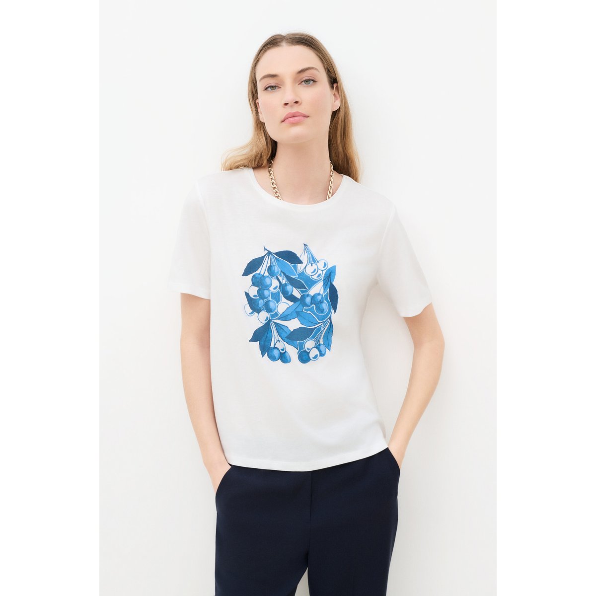 T-shirt droit col rond T-SHIRT TIM-CHERRY bleu foncé, CAROLL