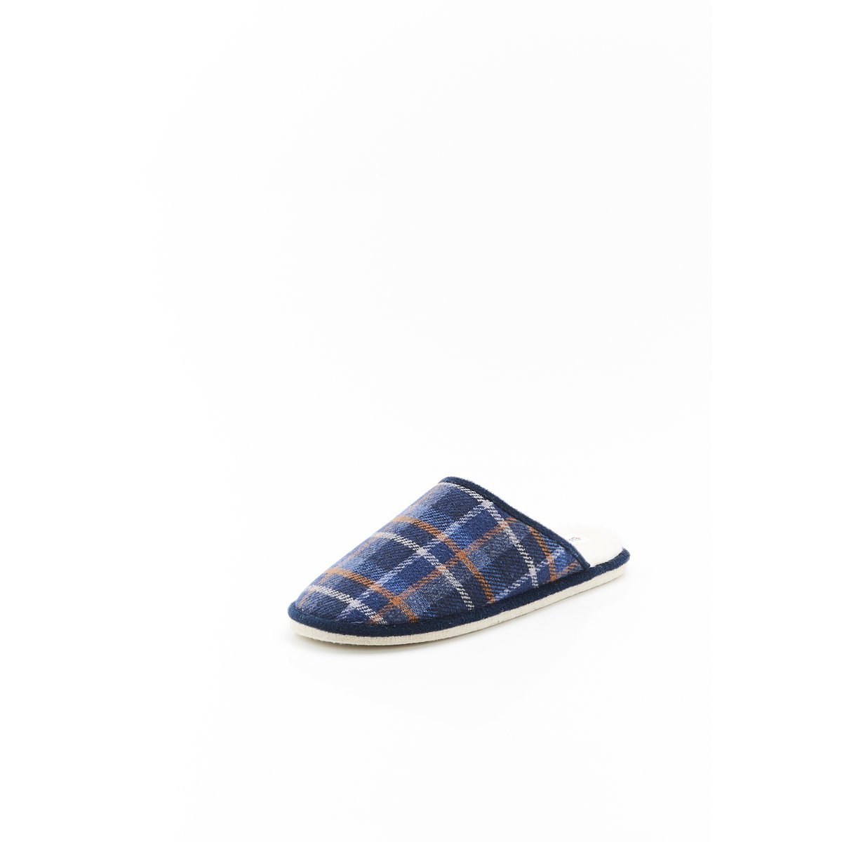 Chaussons Thermolactyl semelle laine bleu carreaux marine, DAMART