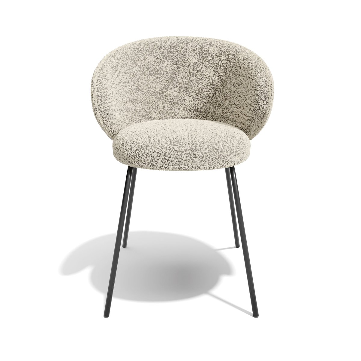 Lot de 2 chaises en tissu bouclette LUNA beige, SIA HOME
