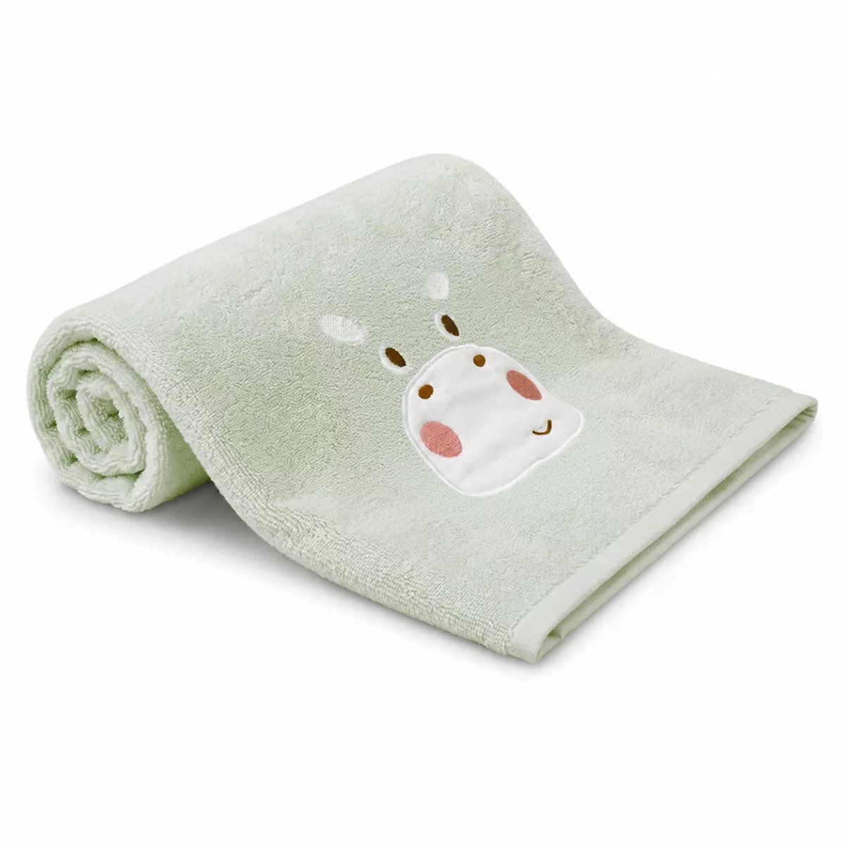 Drap de douche pur coton PETIT HIPPO vert d'eau, GARNIER THIEBAUT