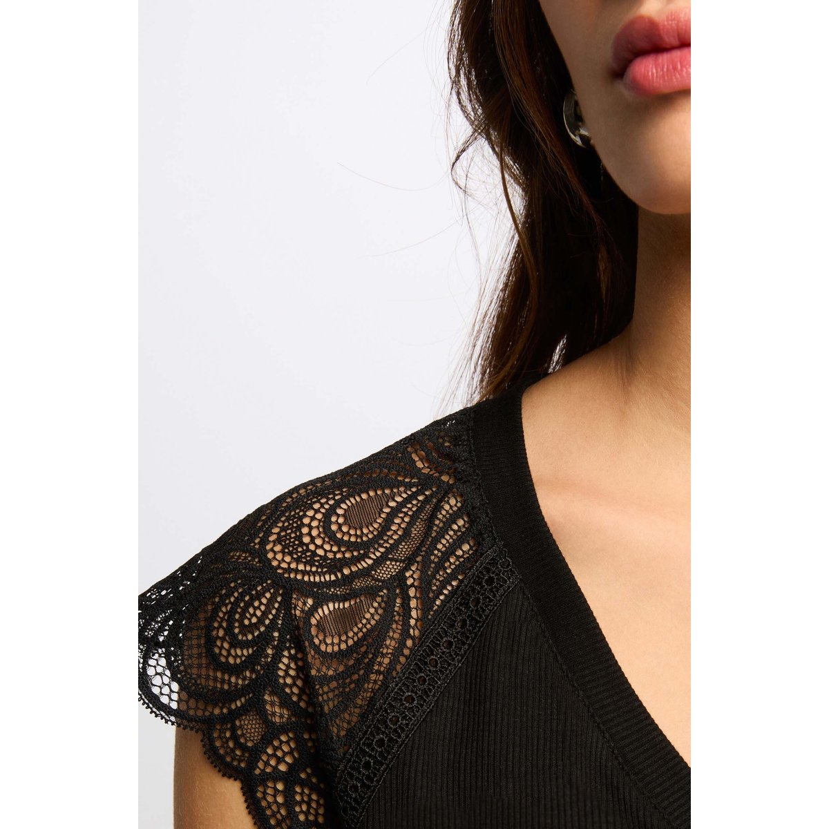 T-shirt manches courtes noir, MORGAN