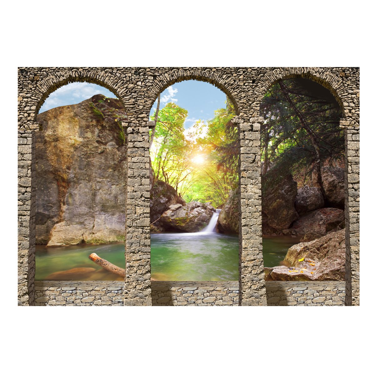 Papier peint intissé panoramique Paysage Morning relaxation vert, EDEN