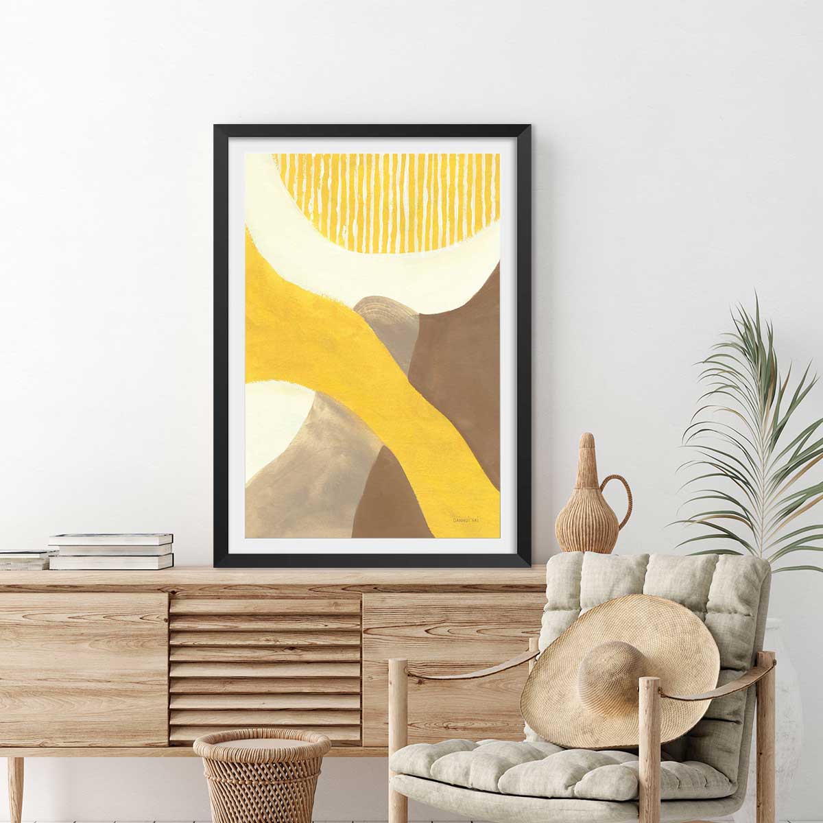Affiche deco Terres du sud affiche + cadre en bois - noir, HEXOA