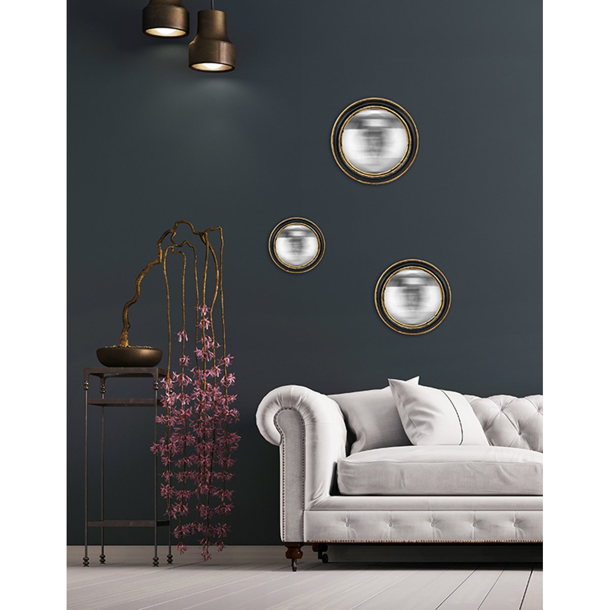 Lot de 3 miroirs convexes 14, 19 et 23cm noir, EMDE
