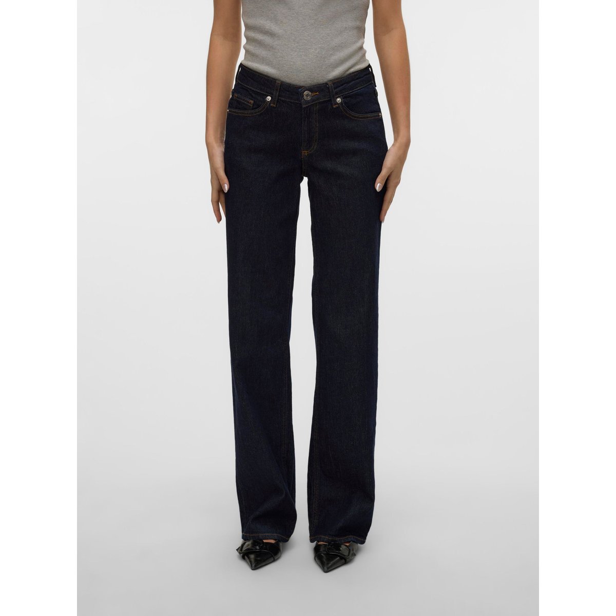 Jean À Coupe Large dark blue denim, VERO MODA