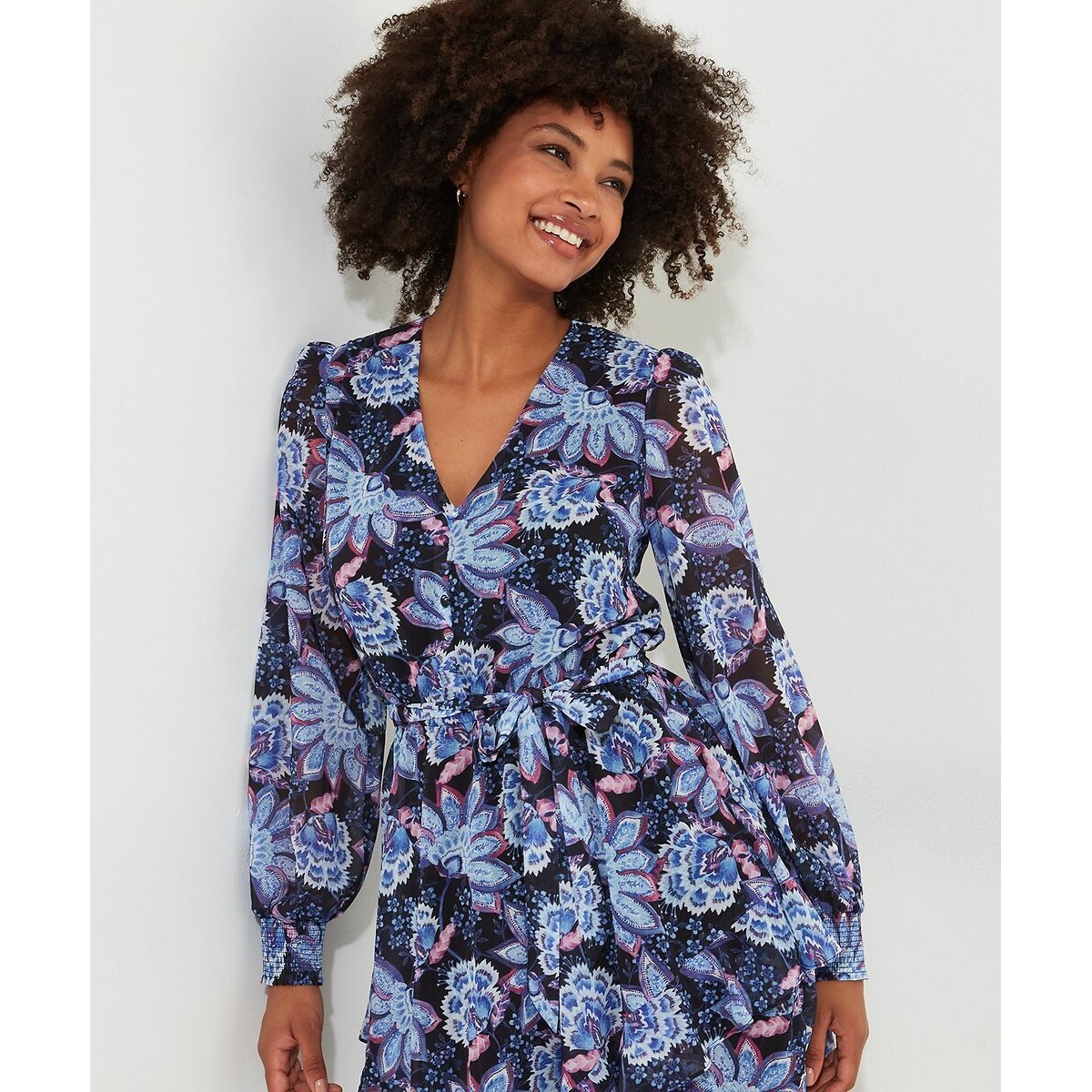 Vestido curto com cinto violeta, JOE BROWNS