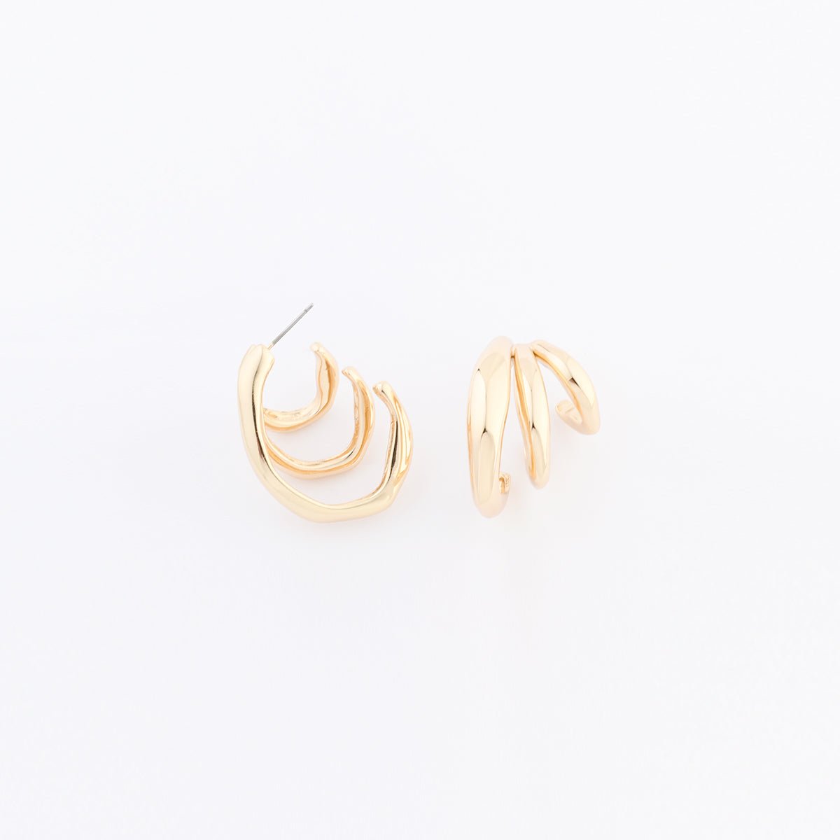 Boucles d'oreilles 3 rangs irréguliers - Collection Recyclée doré, BALABOOSTE
