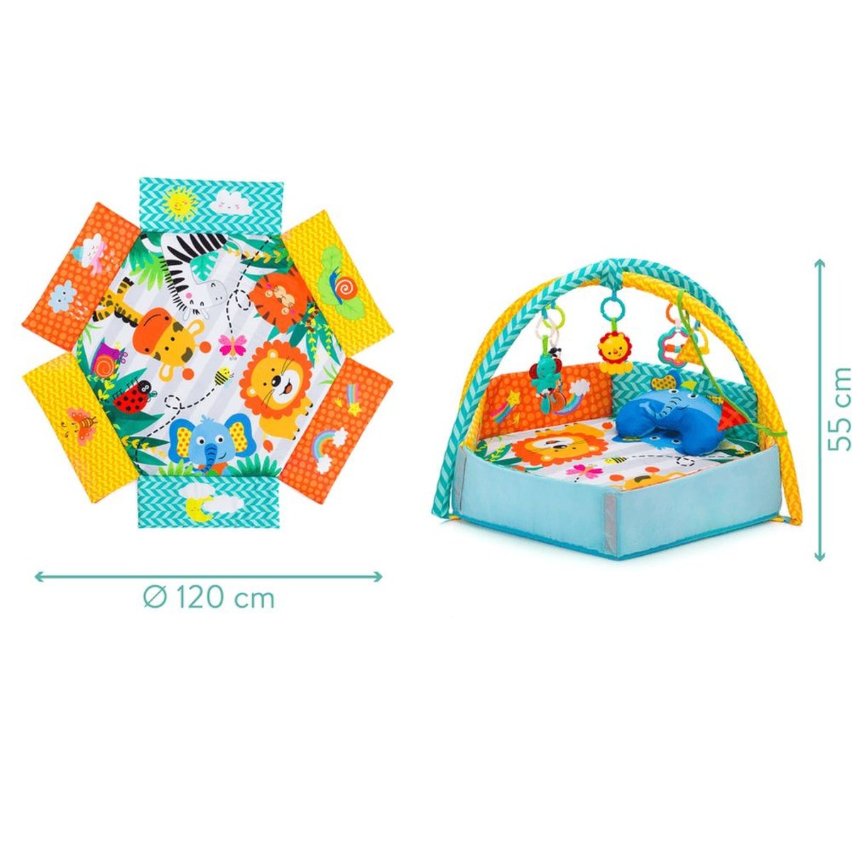 Tapis d'éveil avec arche Jungle couleur unique, FILLIKID