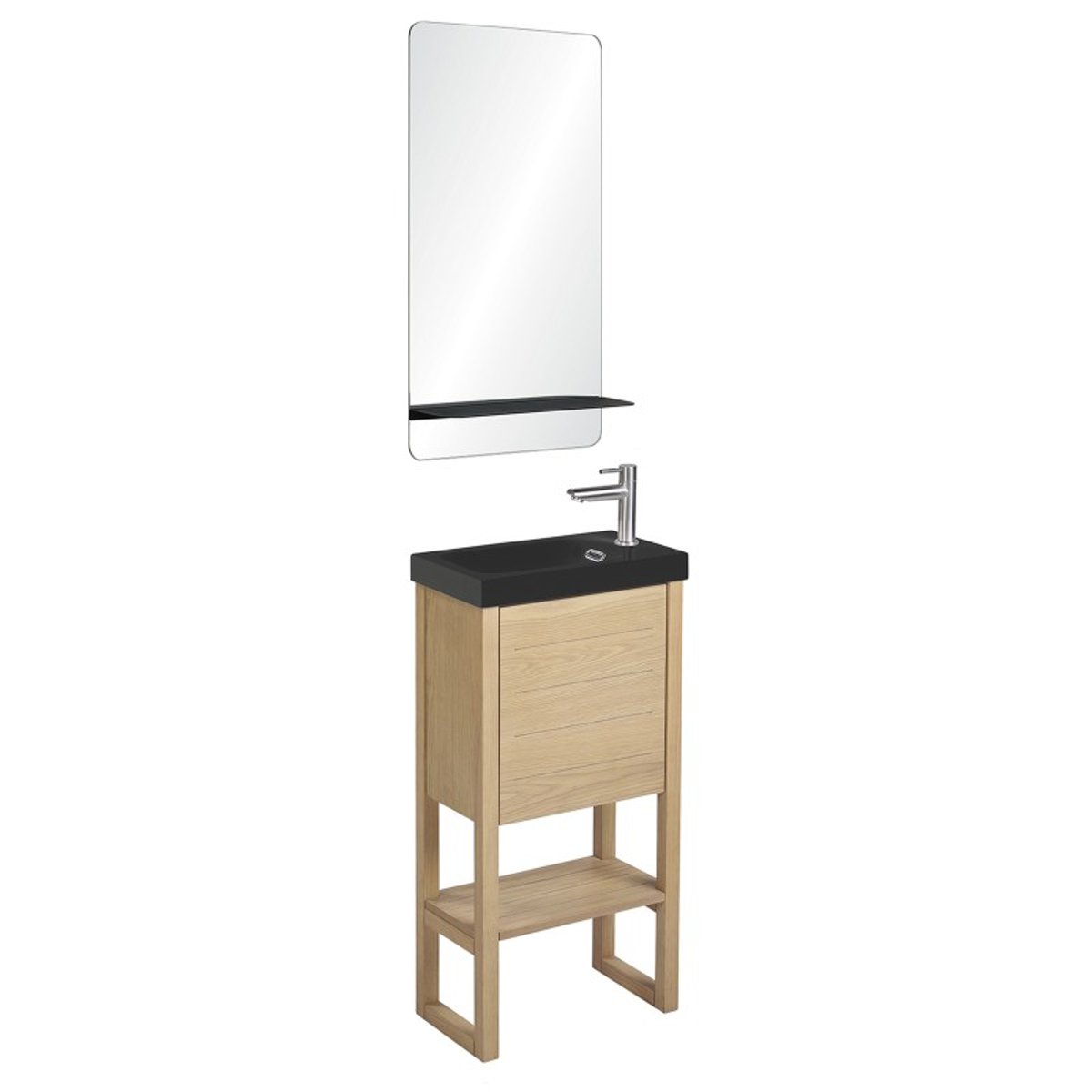 Ensemble meuble lave-main + miroir ATOLL bois, MOB IN