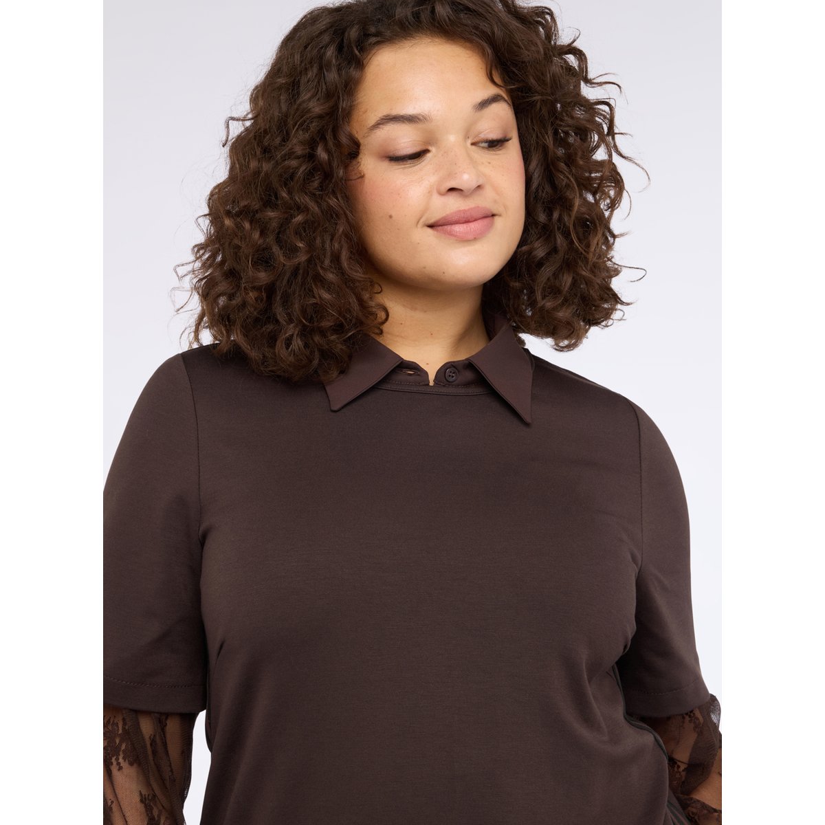 Robe longue en Point de Milan marron, FIORELLA RUBINO