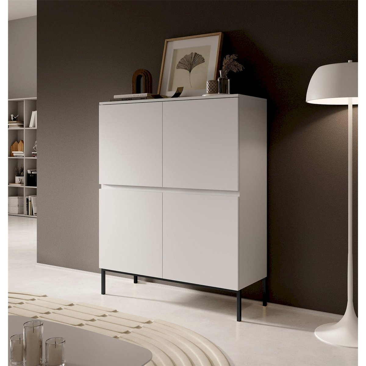 Commode haute BEMMI portes battantes blanc, RECOLLECTION