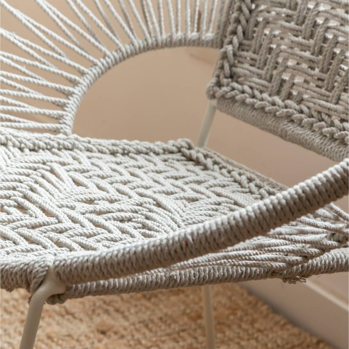 Fauteuil en corde et métal BÉLIZE blanc, MADE IN MEUBLES