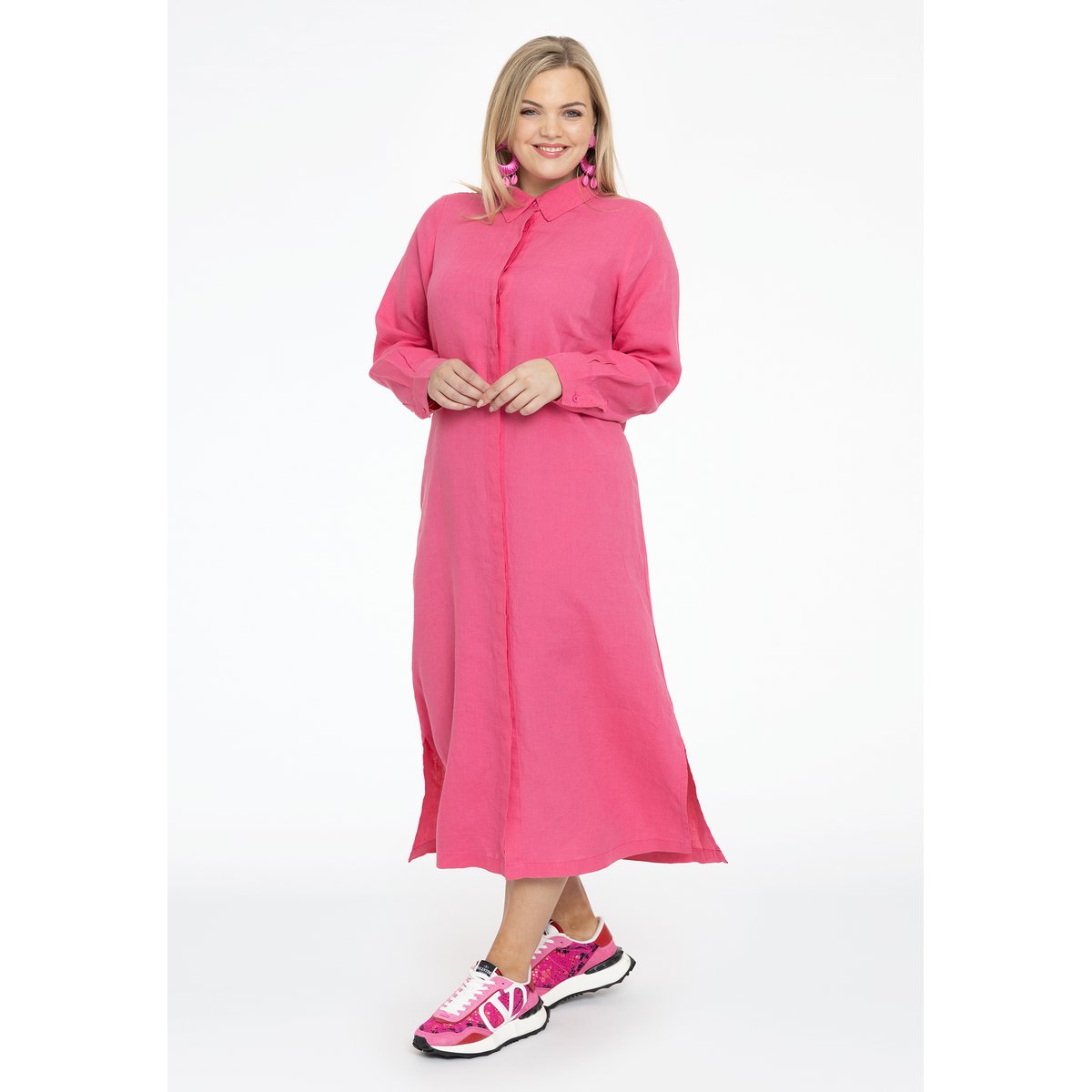 Chemise avec manches longues rose, YOEK