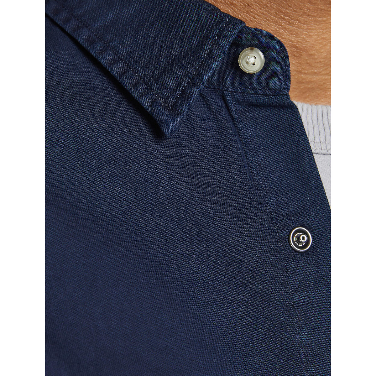 Chemise en jean slim bleu marine, JACK & JONES