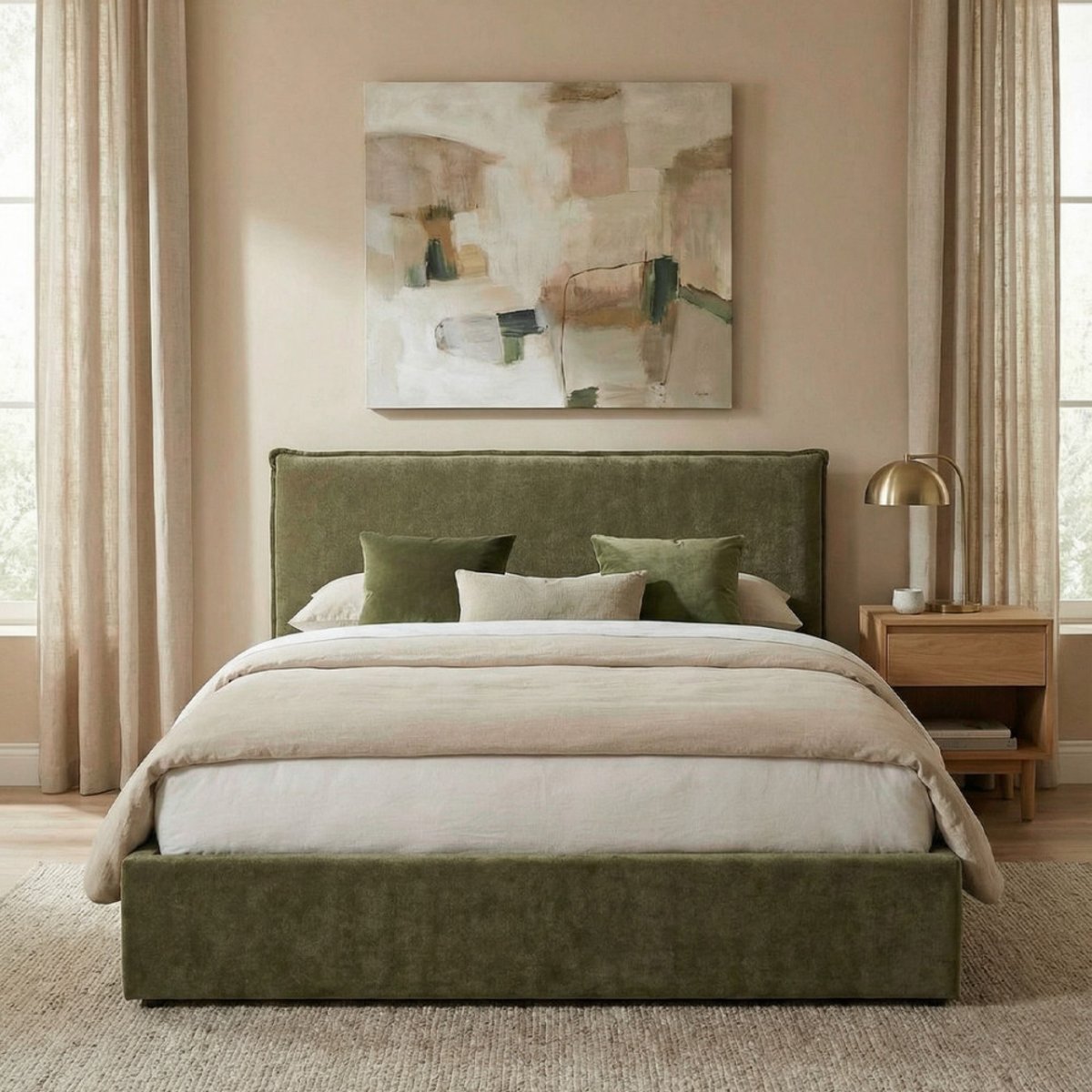 Lit coffre en tissu 180x200cm- CAMA vert, DRAWER
