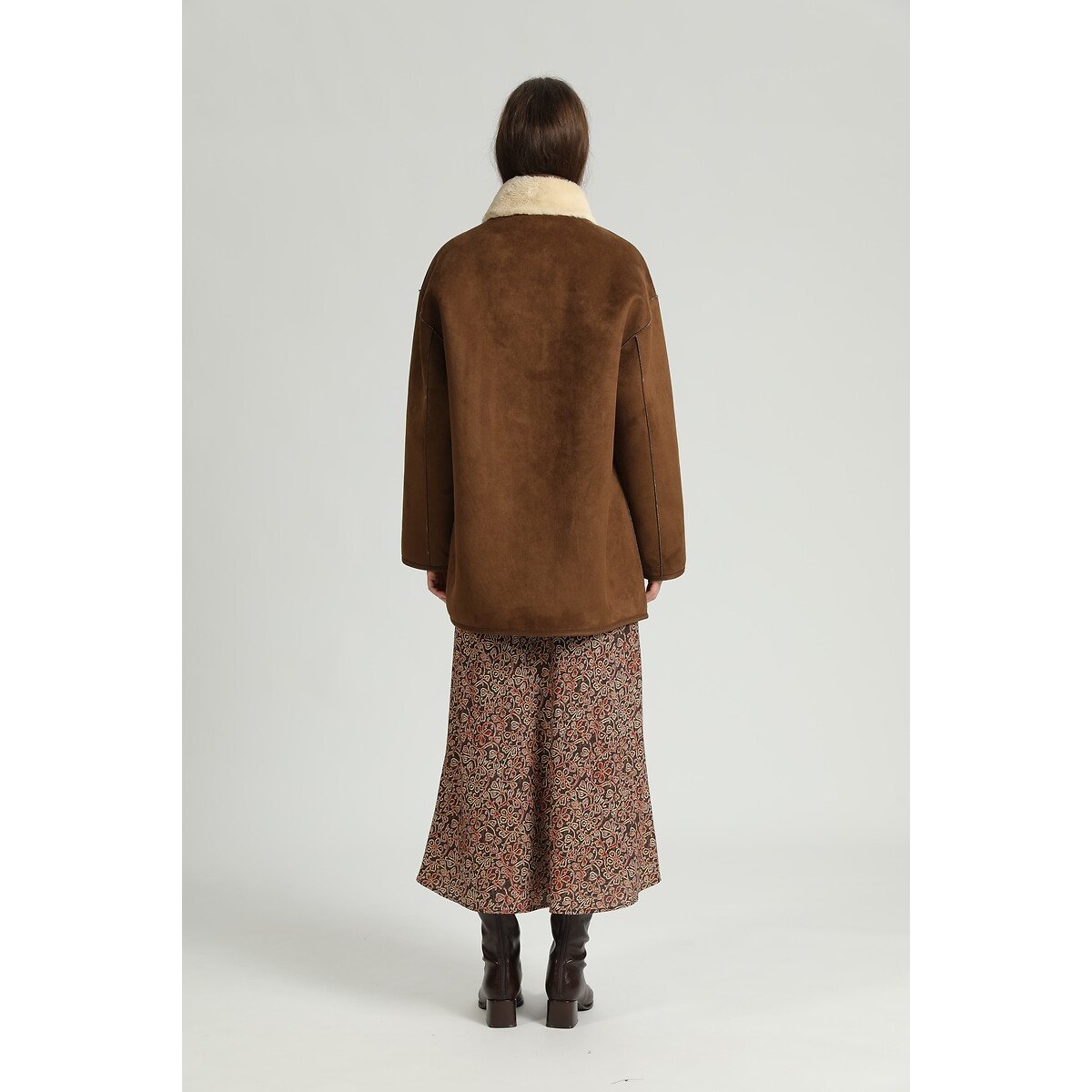 Giacca reversibile in sherpa camel + ecru, SEE U SOON