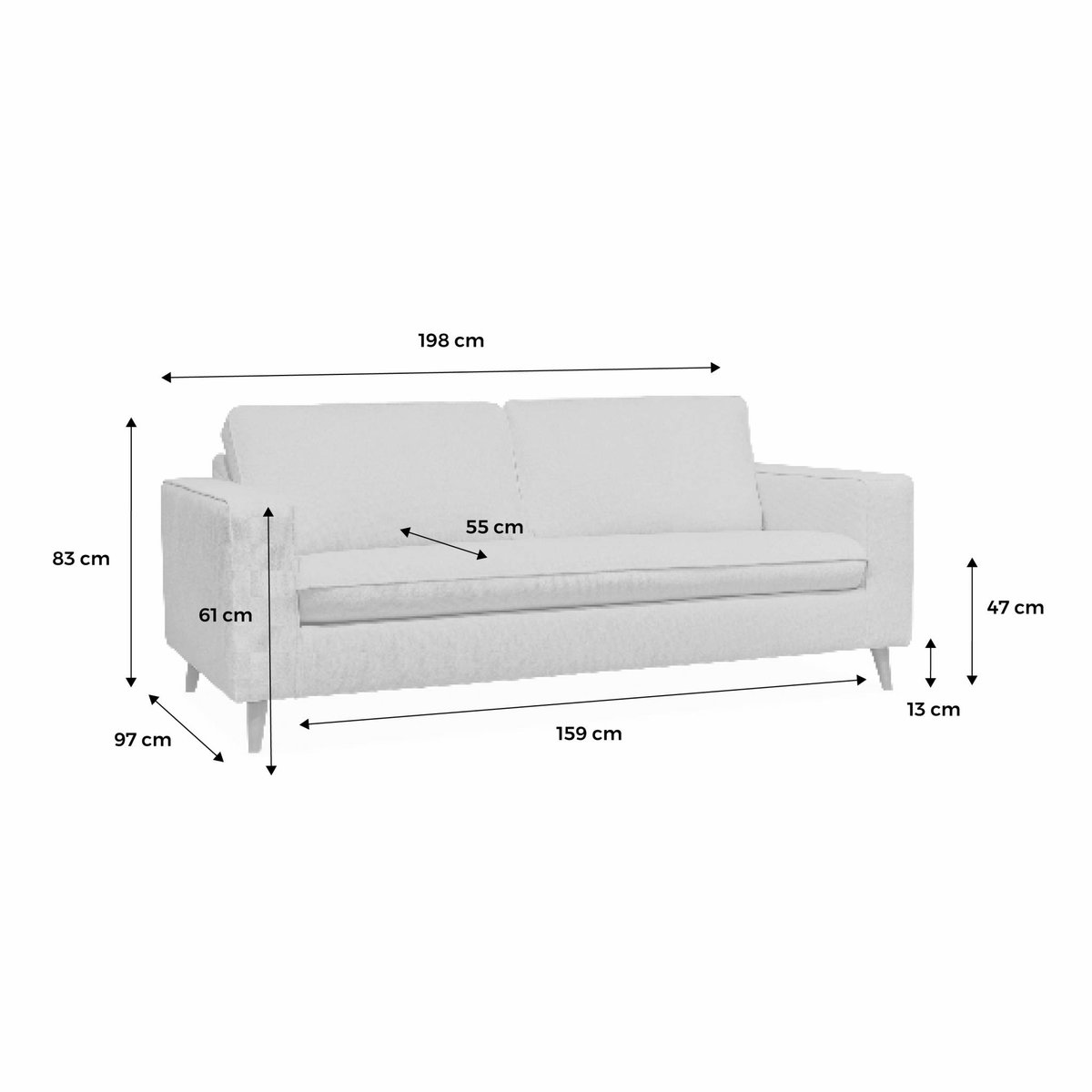 Canapé lit convertible 3 places avec matelas 12cm - Fabriqué en France GUSTAVE ivoire, SWEEEK